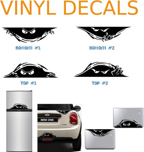 Eyes Monster Peeper Scary Vinyl Decal Sticker Design: Top #1 Car Window Bumper Wall Laptop Claw (w:9" x h:2.5", Black) in Saudi Arabia