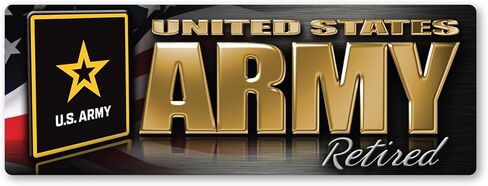 Army Retired Chrome Bumper Strip Magnet by Magnet America Is 2.875" x 7.75" Made for Vehicles and Refrigerators in Saudi Arabia