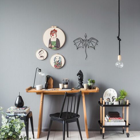 YATEASLU Line Art Dragon Silhouette Metal Wall Decor- Fantasy Winged Dragon Art for Home, Indoor Outdoor Decor (11.81"x11.42", Black) in Kuwait