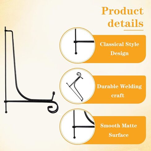 10 Pack Iron Display Stand 10“ Plate Picture Photo Stand for Display, Black Foldable Easel Holder Stand Decorative Metal Plate Holders Display Stand for Photo Frame Book Card Collection Office in Kuwait