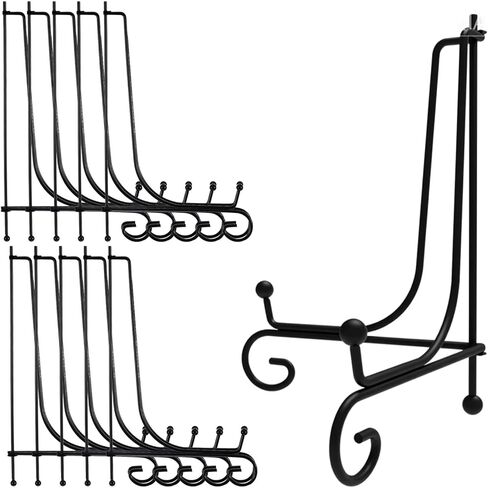 10 Pack Iron Display Stand 10“ Plate Picture Photo Stand for Display, Black Foldable Easel Holder Stand Decorative Metal Plate Holders Display Stand for Photo Frame Book Card Collection Office in Kuwait