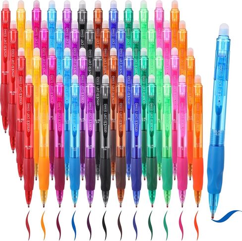 48 قطعة من أقلام الجل القابلة للمسح والسحب، 12 لونًا، نقطة دقيقة 0.5 مم، أحبار بألوان متنوعة، تجعل الأخطاء تختفي عند رسم مخطط الكتابة والكلمات المتقاطعة in Kuwait