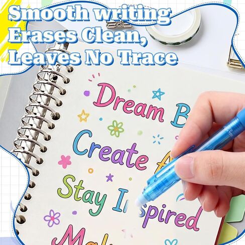 48 قطعة من أقلام الجل القابلة للمسح والسحب، 12 لونًا، نقطة دقيقة 0.5 مم، أحبار بألوان متنوعة، تجعل الأخطاء تختفي عند رسم مخطط الكتابة والكلمات المتقاطعة in Kuwait