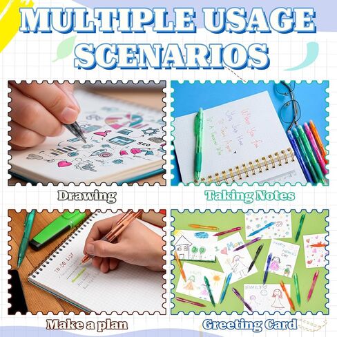 48 قطعة من أقلام الجل القابلة للمسح والسحب، 12 لونًا، نقطة دقيقة 0.5 مم، أحبار بألوان متنوعة، تجعل الأخطاء تختفي عند رسم مخطط الكتابة والكلمات المتقاطعة in Kuwait