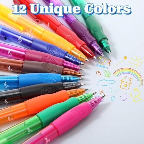 48 قطعة من أقلام الجل القابلة للمسح والسحب، 12 لونًا، نقطة دقيقة 0.5 مم، أحبار بألوان متنوعة، تجعل الأخطاء تختفي عند رسم مخطط الكتابة والكلمات المتقاطعة in Kuwait