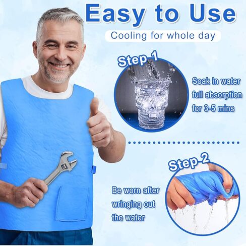 Evaporative Cooling Vest for Men Women - Ice Cool Vest Water Activated PVA Body cooler clothing for Hot Weather in Saudi Arabia