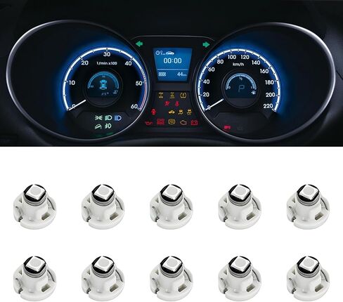 10PCS T4.2 Led Bulb & Indicators Climate Control Bulbs Neo Wedge 10mm Base 3030 Chip 12V IP65 A/C Heater Climate Control Lamps Switch Indicator Light Instrument Cluster Dashboard Gauge (Yellow) in Kuwait