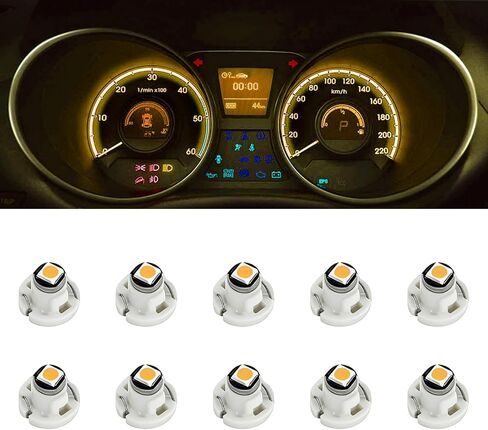 10PCS T4.2 Led Bulb & Indicators Climate Control Bulbs Neo Wedge 10mm Base 3030 Chip 12V IP65 A/C Heater Climate Control Lamps Switch Indicator Light Instrument Cluster Dashboard Gauge (Yellow) in Saudi Arabia
