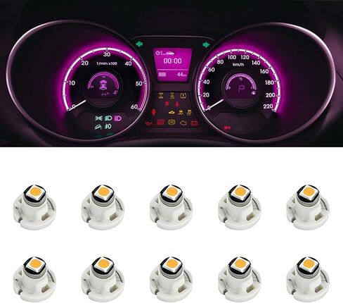 10PCS T4.2 Led Bulb & Indicators Climate Control Bulbs Neo Wedge 10mm Base 3030 Chip 12V IP65 A/C Heater Climate Control Lamps Switch Indicator Light Instrument Cluster Dashboard Gauge (Yellow) in Saudi Arabia