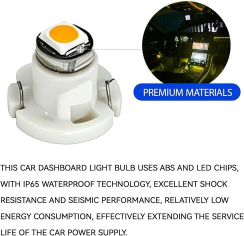 10PCS T4.2 Led Bulb & Indicators Climate Control Bulbs Neo Wedge 10mm Base 3030 Chip 12V IP65 A/C Heater Climate Control Lamps Switch Indicator Light Instrument Cluster Dashboard Gauge (Yellow) in Saudi Arabia