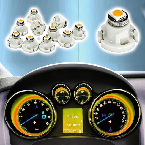10PCS T4.2 Led Bulb & Indicators Climate Control Bulbs Neo Wedge 10mm Base 3030 Chip 12V IP65 A/C Heater Climate Control Lamps Switch Indicator Light Instrument Cluster Dashboard Gauge (Yellow) in Saudi Arabia