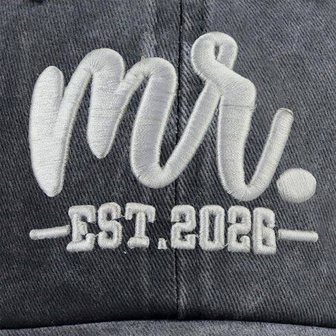 2PCS Mr and Mrs EST 2026 Hats for Men Women, Adjustable Cotton 3D Embroidered Couples Baseball Cap in Saudi Arabia
