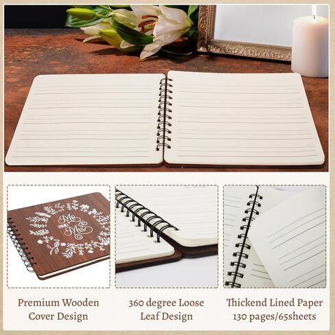 Wooden Wedding Guest Book Wedding Reception Sign in Guestbook with Pen and Holder, Table Sign,Memory Cards Box,Memory Registry Album 64 Pages for Anniversary Engagement Supplies in Kuwait