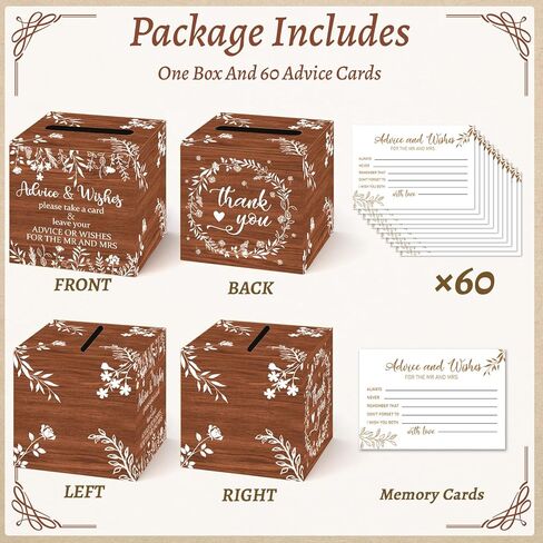 Wooden Wedding Guest Book Wedding Reception Sign in Guestbook with Pen and Holder, Table Sign,Memory Cards Box,Memory Registry Album 64 Pages for Anniversary Engagement Supplies in Kuwait