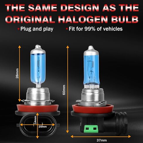 Fit For Lincoln MKX 2007-2010 High Performance Halogen Headlight Bulbs: 9005 High Beam & H11 Low Beam & H11 Fog light Combo, 5000K Super Bright White Light, Plug and Play, Pack of 6 in Kuwait