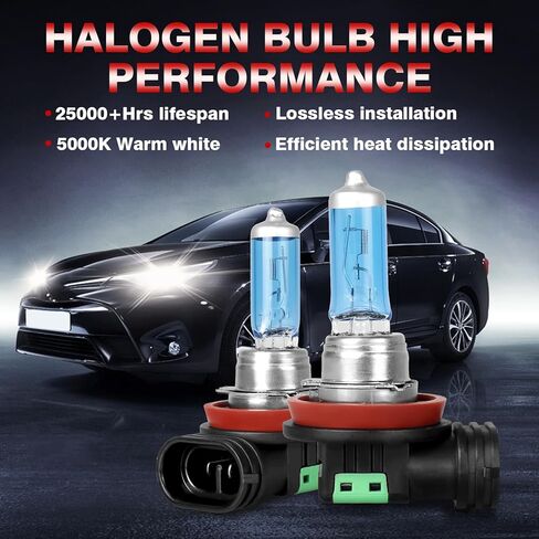 Fit For Lincoln MKX 2007-2010 High Performance Halogen Headlight Bulbs: 9005 High Beam & H11 Low Beam & H11 Fog light Combo, 5000K Super Bright White Light, Plug and Play, Pack of 6 in Kuwait
