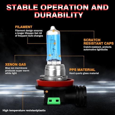 Fit For Lincoln MKX 2007-2010 High Performance Halogen Headlight Bulbs: 9005 High Beam & H11 Low Beam & H11 Fog light Combo, 5000K Super Bright White Light, Plug and Play, Pack of 6 in Kuwait