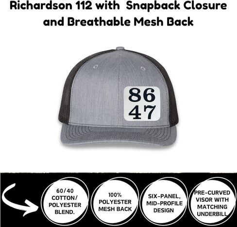 Snapback Trucker Hat, 8647 Anti Trump Protest Hat with Engraved Patch, Political Statement Hat, Adjustable Cap (white) in Saudi Arabia