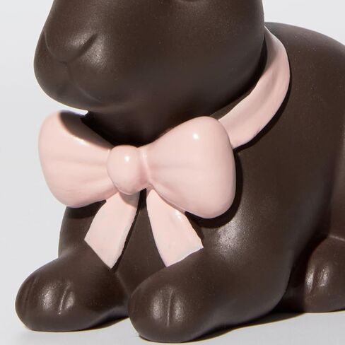 DN DECONATION Easter Decorations Bunny Figurines Set with Pink Bow, Chocolate Easter Bunny Decor for Brown Rabbit Statues Farmhouse Home Decor, Resin Tabletop Sculptures for Coffee Table Indoor in Saudi Arabia