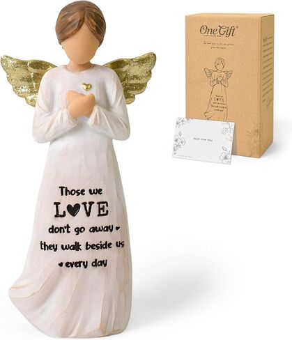 Lnrkai Bereavement Gift Lilies Flowers Angle Figurines, Sympathy Gifts for Loss of Loved One, Sculpted Hand-Painted Condolences Gift for Loss in Kuwait