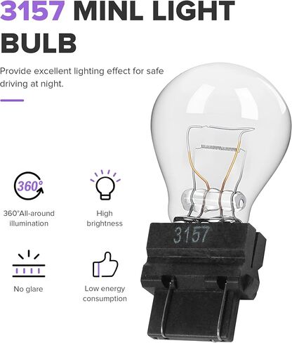 10PCS Turn Signal Bulb,Car Accessories,3157 Bulb,Automotive Tail Light Bulbs,Waterproof Brake Lights Bulbs,Automotive Replacement,Suitable for Most Types of Vehicles,Cars,SUVs,Trucks and More in Kuwait