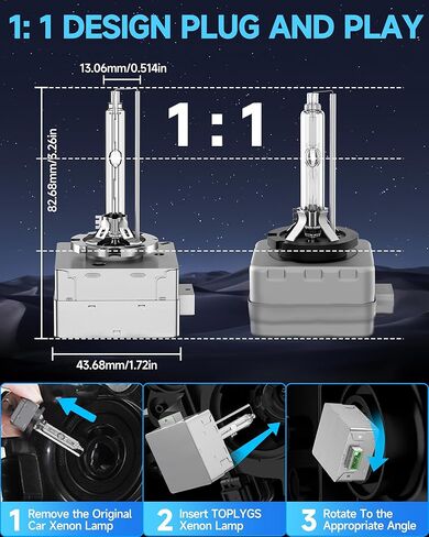 D3S HID Xenon Headlight Bulb Fit for Dodge Charger 2011-2016 2017 2018 2019 2020 2021 2022 2023 2024 Challenger 2015-2020, 6000K White, 35W OEM High Low Beam Xenon Lights, Pack of 2 in Kuwait