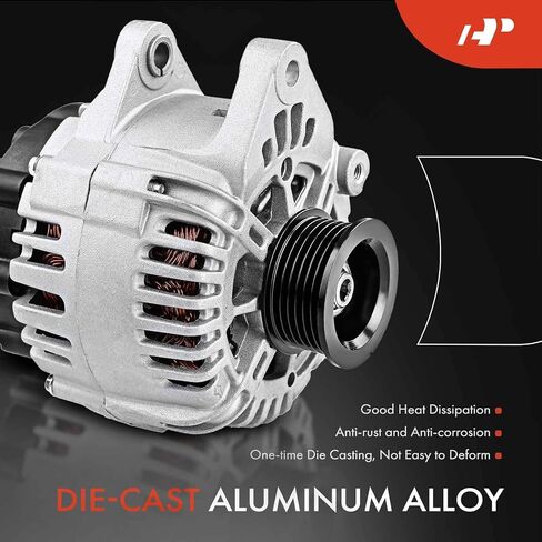 A-Premium Alternator Compatible with Chevrolet Malibu 2004-2005 L4 2.2L, Malibu 2006-2008 L4 2.2L & Saturn Ion 2006-2007 L4 2.4L, 12V 115A CW 5-Groove Pulley, Replace# 15781434 in Saudi Arabia
