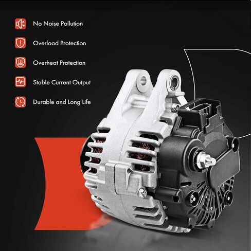 A-Premium Alternator Compatible with Chevrolet Malibu 2004-2005 L4 2.2L, Malibu 2006-2008 L4 2.2L & Saturn Ion 2006-2007 L4 2.4L, 12V 115A CW 5-Groove Pulley, Replace# 15781434 in Saudi Arabia