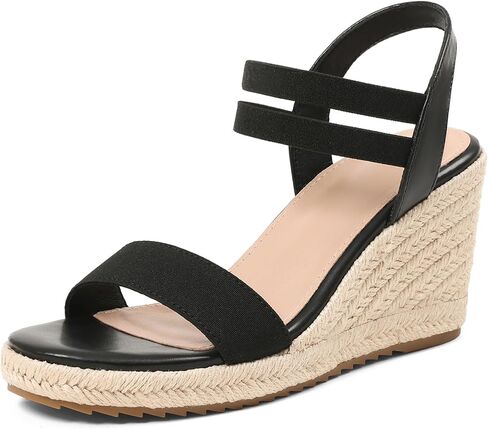 mikarka Wedges Sandals for Women - Elastic Strap Espadrilles Wedges, Slip On Open Toe Platform Sandals for Dressy Casual Summer Shoes in Saudi Arabia