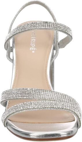 Maripe Lilyana - Women's Open Square Toe Strappy Slingback Heeled Dress Sandals Silver, Size 7.0 Medium Width in Kuwait
