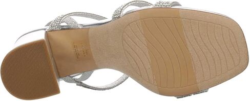 Maripe Lilyana - Women's Open Square Toe Strappy Slingback Heeled Dress Sandals Silver, Size 7.0 Medium Width in Kuwait