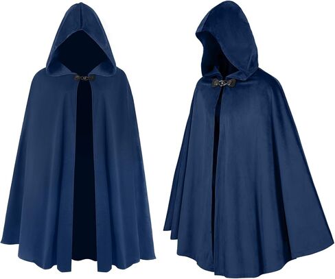 nezababycos Medieval Velvet Cloak with Hood, Renaissance Hooded Cape Knight Wizard Costume Robe Men Women for Halloween in Saudi Arabia