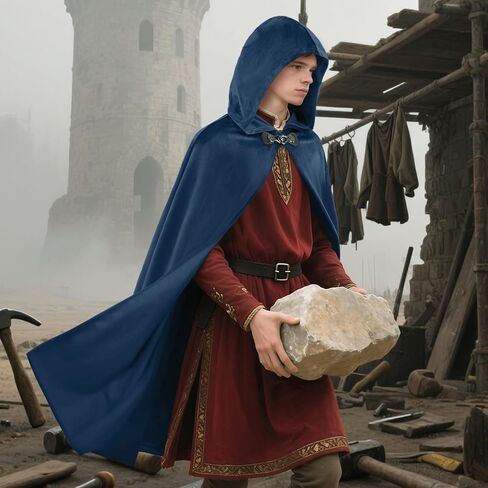 nezababycos Medieval Velvet Cloak with Hood, Renaissance Hooded Cape Knight Wizard Costume Robe Men Women for Halloween in Saudi Arabia