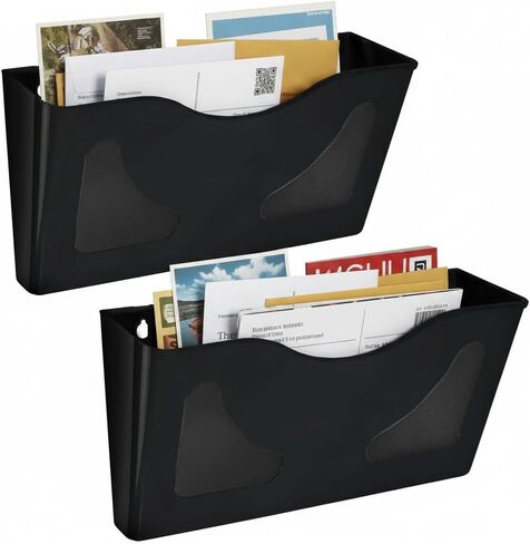 Azar Displays 250088-BLK-2PK Single Vertical Pocket Wall Mount File Holder, Black (2-Pack) in Kuwait