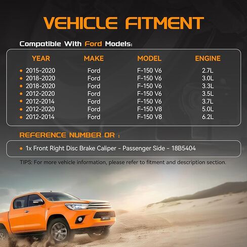 Front Right Disc Brake Caliper Assembly Compatible for 2012-2016 Ford F-150,for 2011-2013 Ford Lobo Passenger Side Brake Caliper in Saudi Arabia
