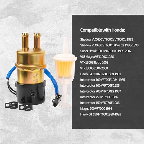 16710-MBA-612 12V Motorcycle Electric Fuel Pump Compatible with Honda CBR900RR 1992-1995 CR250R 1986 1988-1996 Shadow ACE 750 VT750C 1998-2003 Shadow Aero 1100 VT1100C3 1999-2002 16710-MBA-611 in Saudi Arabia