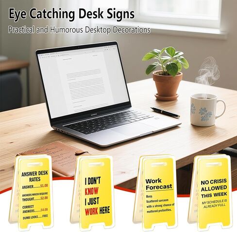 8 قطع من علامات المكتب المضحكة، أسعار مكتب الإجابة، هدايا مضحكة، مكاتب توقعات العمل، علامة تحذير، ديكور مرح صغير، ملحقات حجرة المكتب، هدايا ملهمة لزملاء العمل، زملاء العمل، رئيس العمل in Kuwait