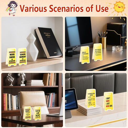 8 قطع من علامات المكتب المضحكة، أسعار مكتب الإجابة، هدايا مضحكة، مكاتب توقعات العمل، علامة تحذير، ديكور مرح صغير، ملحقات حجرة المكتب، هدايا ملهمة لزملاء العمل، زملاء العمل، رئيس العمل in Kuwait