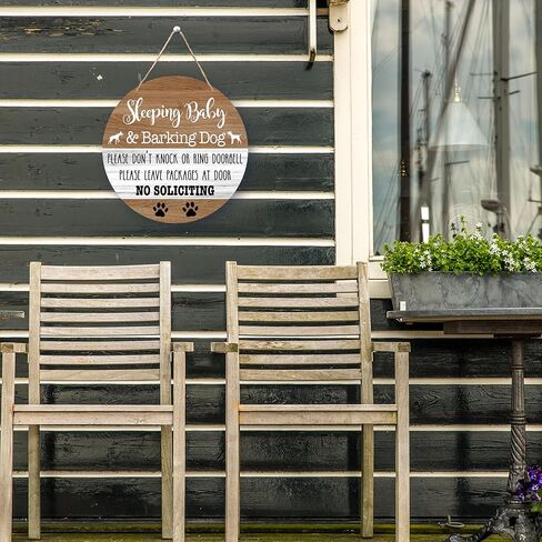 ديكور لافتة نوم الطفل، لا تدق أو تدق جرس الباب للتعليق للباب الأمامي، لا توجد علامة التماس للمنزل وغرفة الطفل والحضانة في الهواء الطلق، زينة مضحكة لتحذير الكلاب على الباب الدائري -b03 in Kuwait