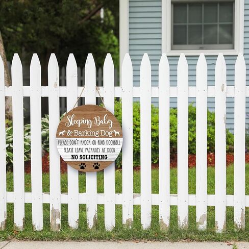 ديكور لافتة نوم الطفل، لا تدق أو تدق جرس الباب للتعليق للباب الأمامي، لا توجد علامة التماس للمنزل وغرفة الطفل والحضانة في الهواء الطلق، زينة مضحكة لتحذير الكلاب على الباب الدائري -b03 in Kuwait