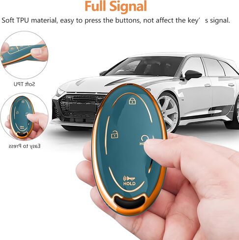 غطاء مفتاح من مادة TPU من Diamond Rope - حماية كاملة 360 درجة لعام 2022 2023 2024 2025 2026 Hyundai Elantra، Sonata، Ioniq 6، Santa Fe، Tucson، Kona (رمادي ذهبي، 5 أزرار) in Saudi Arabia