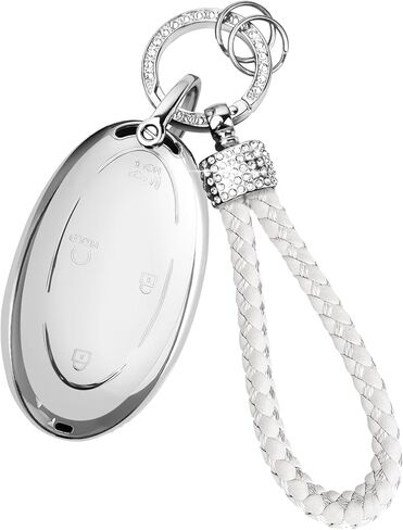 غطاء مفتاح من مادة TPU من Diamond Rope - حماية كاملة 360 درجة لعام 2022 2023 2024 2025 2026 Hyundai Elantra، Sonata، Ioniq 6، Santa Fe، Tucson، Kona (رمادي ذهبي، 5 أزرار) in Saudi Arabia