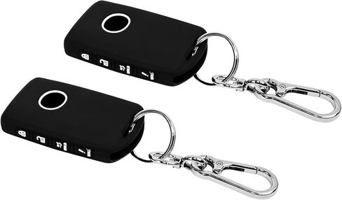 2 Pcs 4 Buttons Silicone Rubber Key Fob Cover with Keychain Compatible for 2025 2024-2019 Mazda CX-5 CX-30 CX-50 CX70 CX90 3 6 CX-9 MX-5 Miata (Black+Grey) in Kuwait