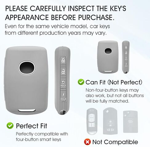 2 Pcs 4 Buttons Silicone Rubber Key Fob Cover with Keychain Compatible for 2025 2024-2019 Mazda CX-5 CX-30 CX-50 CX70 CX90 3 6 CX-9 MX-5 Miata (Black+Grey) in Saudi Arabia