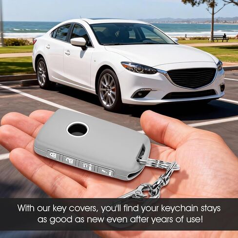 2 Pcs 4 Buttons Silicone Rubber Key Fob Cover with Keychain Compatible for 2025 2024-2019 Mazda CX-5 CX-30 CX-50 CX70 CX90 3 6 CX-9 MX-5 Miata (Black+Grey) in Saudi Arabia