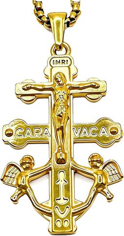 Cross Necklace for Men,18k Gold Plated Necklace,Silver Gold Stainless Steel Men's Jesus Cross Pendant Necklaces,2.5mm Box Chain 24 Inch in Saudi Arabia