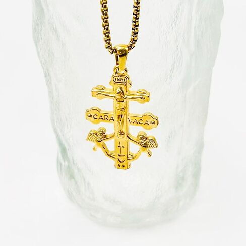 Cross Necklace for Men,18k Gold Plated Necklace,Silver Gold Stainless Steel Men's Jesus Cross Pendant Necklaces,2.5mm Box Chain 24 Inch in Saudi Arabia