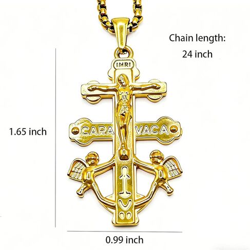 Cross Necklace for Men,18k Gold Plated Necklace,Silver Gold Stainless Steel Men's Jesus Cross Pendant Necklaces,2.5mm Box Chain 24 Inch in Saudi Arabia