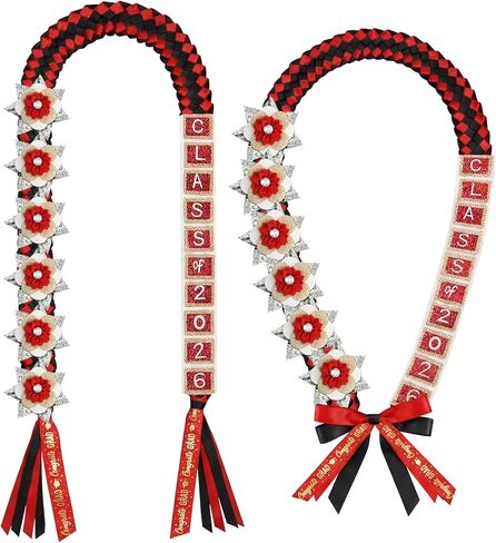 Suncalla 59'' 2026 Graduation Money Lei Double Braided Strand Graduation Ribbon Necklace with 6 Glitter Rhinestone Satin Flowers Grad Cash Gifts Ideas DIY Class of 2026 Gift for Men Women(Blue White) in Saudi Arabia