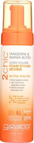 GIOVANNI 2chic Ultra-Volume Foam Styling Mousse, 7 oz. - Daily Volumizing Formula with Papaya & Tangerine Butter, Promotes Weightless Control for Fine Limp Thin Hair, No Parabens, Color Safe in Kuwait